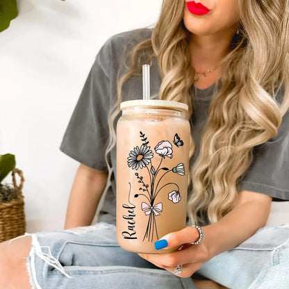 Personalized Cute Cup Bottle with Lid & Straw - Perfect for Iced Coffee, Juice, and Party Gifts!