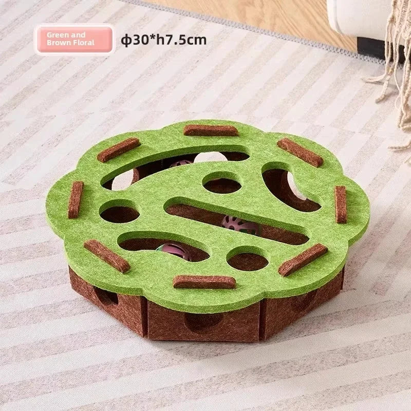 Felt Puzzle Box Cat Toy - Indoor Exercise and Entertainment with Ball for Cats