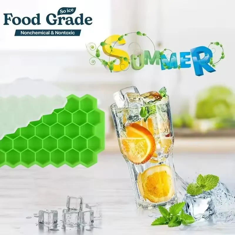 Honeycomb 37-Cube Ice Tray with Lid for DIY Ice Making