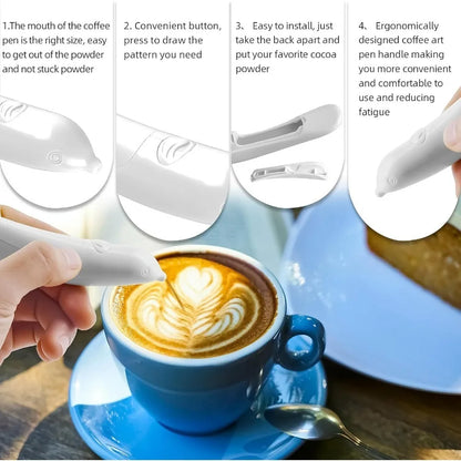 Electric Coffee Art Spice Pen for Latte and Food DIY Various Special Creative Pattern Coffee Cake Decoration Pen Barista