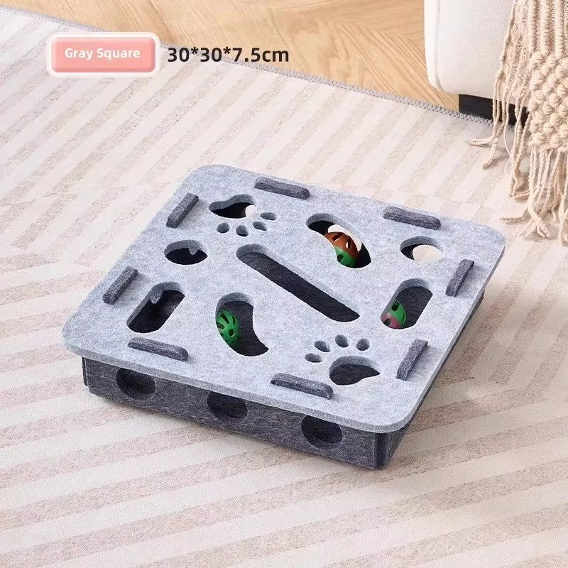 Felt Puzzle Box Cat Toy - Indoor Exercise and Entertainment with Ball for Cats