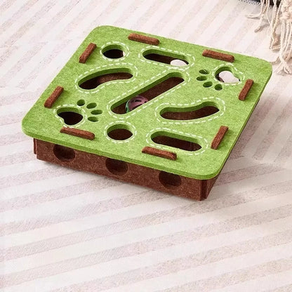 Felt Puzzle Box Cat Toy - Indoor Exercise and Entertainment with Ball for Cats