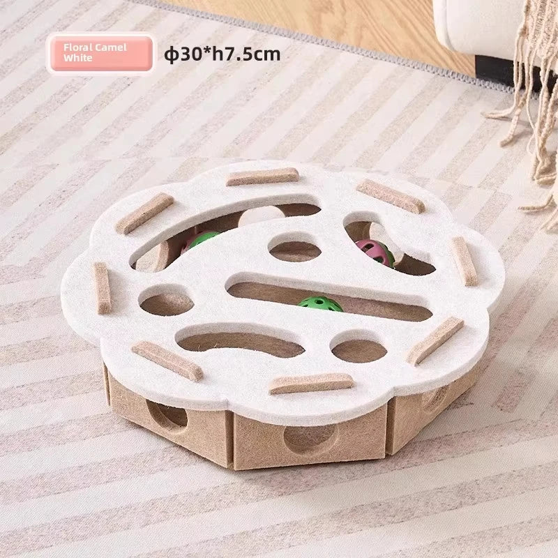 Felt Puzzle Box Cat Toy - Indoor Exercise and Entertainment with Ball for Cats