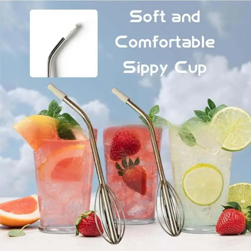 Stainless Steel Straws Reusable Multi-Functional 2In1 Innovation the Whisk Straw Whiskee Straw Adventure Quencher