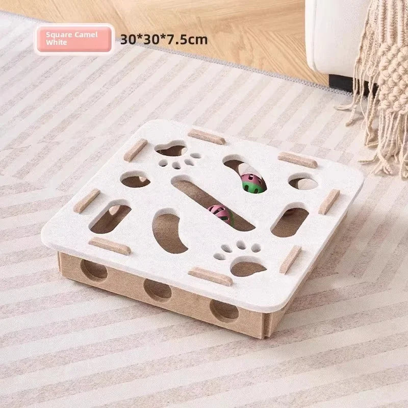 Felt Puzzle Box Cat Toy - Indoor Exercise and Entertainment with Ball for Cats