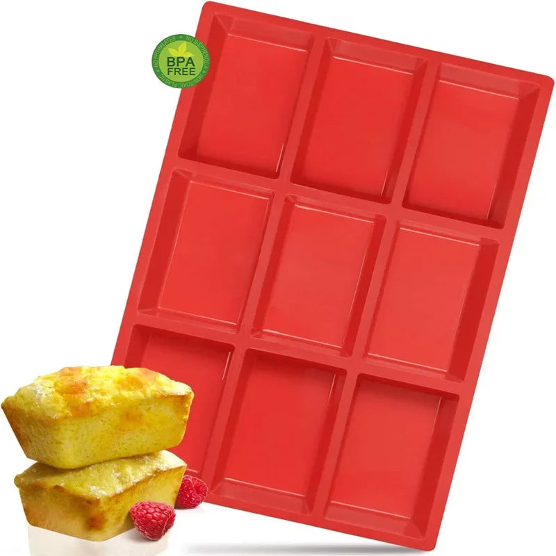 1Pc 9-Cavity Silicone Mini Loaf Pan for Baking 