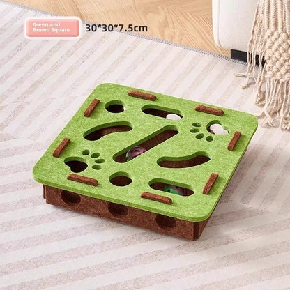 Felt Puzzle Box Cat Toy - Indoor Exercise and Entertainment with Ball for Cats