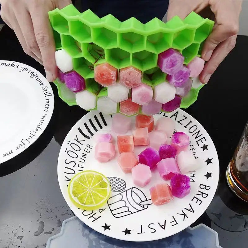 Honeycomb 37-Cube Ice Tray with Lid for DIY Ice Making