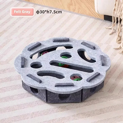 Felt Puzzle Box Cat Toy - Indoor Exercise and Entertainment with Ball for Cats