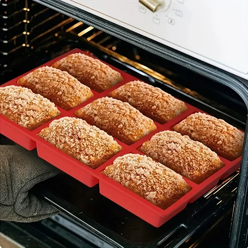1Pc 9-Cavity Silicone Mini Loaf Pan for Baking 