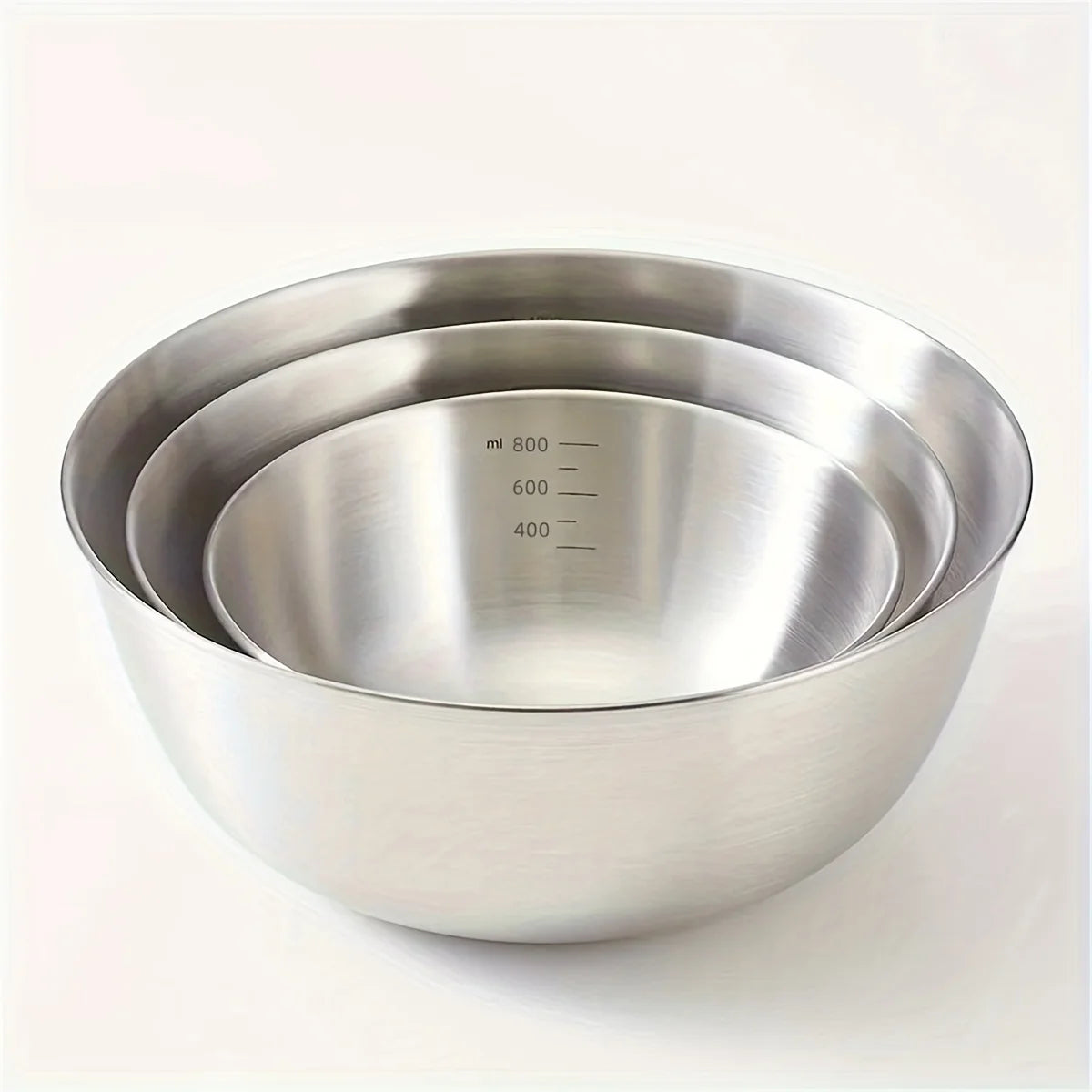 3 Stainless Steel Mixing Bowls with Measurements