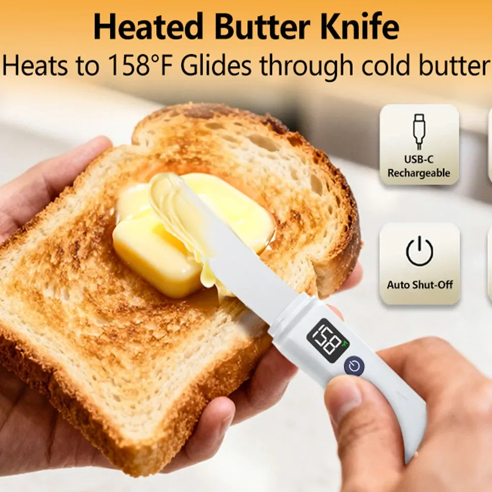  Stainless Steel Heated Butter Knife USB Rechargeable Electric Butter Spreader 