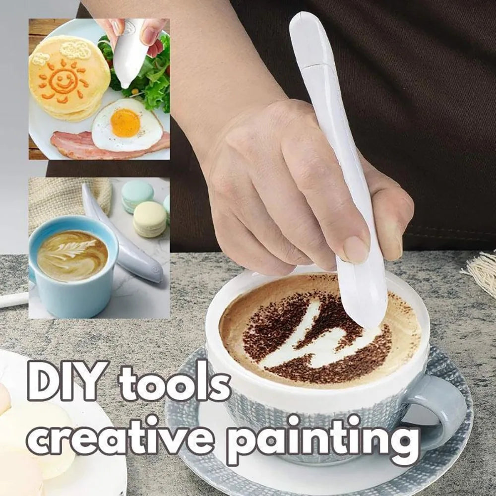 Electric Coffee Art Spice Pen for Latte and Food DIY Various Special Creative Pattern Coffee Cake Decoration Pen Barista