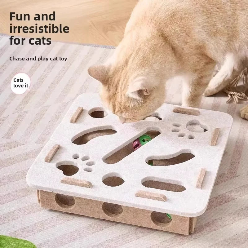 Felt Puzzle Box Cat Toy - Indoor Exercise and Entertainment with Ball for Cats