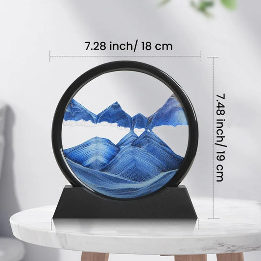 3D Hourglass Quicksand Moving Sand Art Picture round Glass Deep Sea Sandscape Craft Flowing Painting Home Office Work Decor