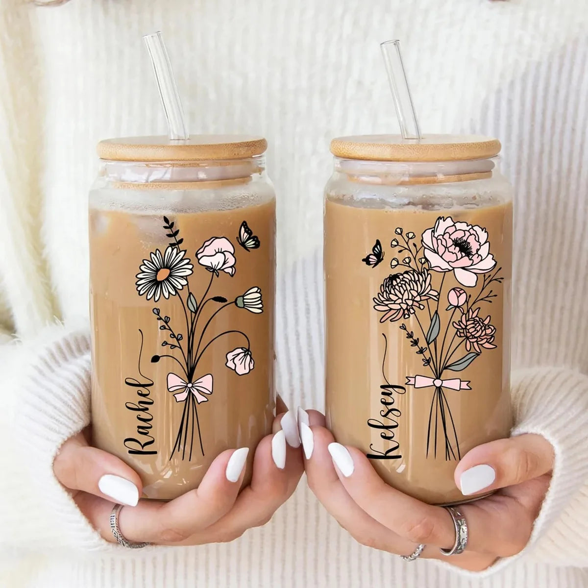 Personalized Cute Cup Bottle with Lid & Straw - Perfect for Iced Coffee, Juice, and Party Gifts!