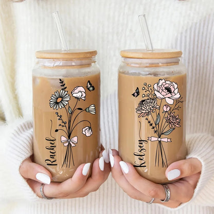 Personalized Cute Cup Bottle with Lid & Straw - Perfect for Iced Coffee, Juice, and Party Gifts!